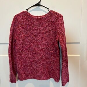 J Jill Chunky Knit Textured Sweater Multicolored Pink Burgundy Size S Wool Blend